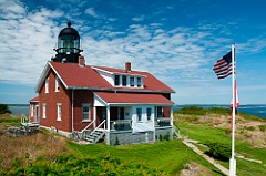 Seguin Island Lighthouse and Museum with American Flag